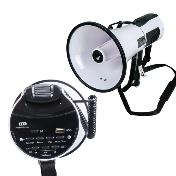 NOTEL 106U 100 WATT BLUETOOTH-USB-SİREN-SES KAYIT ÖZELİKLİ DAHİLİ BATARYALI BÜYÜK BOY MEGAFON - 3