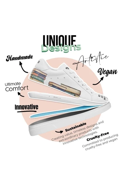 Dogo Kadın Vegan Deri Beyaz Sneakers - The Wise Owl Tasarım - 8