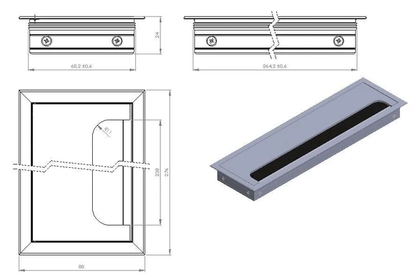 Mat Siyah Masa Kablo Kanal Kapağı, Fırçalı Lüks 80*276 Mm - 6