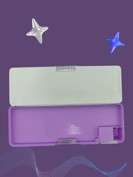 Fixpoint Çift Taraflı, Çift Kalemtıraşlı, Cüzdan Tipi Mor Kalem Çantası/Kalemlik - Resim 5