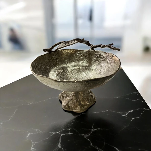 30x20 cm Oval Döküm Aliminyum Gümüş Meyvelik - 2