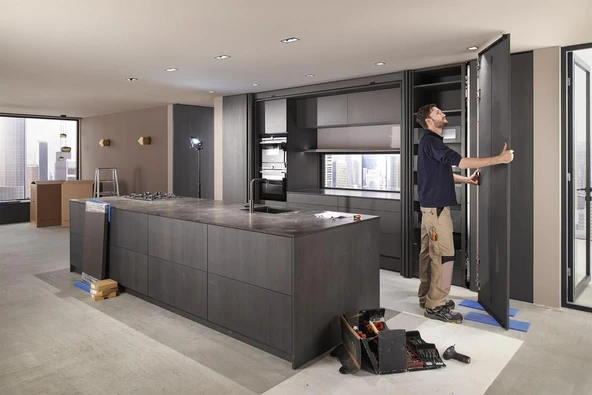 Blum Revego Uno + Duo Açılır ve Katlanır İçeri Kayar Kapak Sistemi - Resim 6