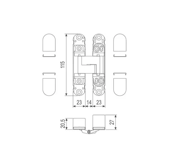AGB Gizli Ayarlı Gömme Kapı Menteşesi ECLIPSE 3.2 Mat Siyah - Resim 4