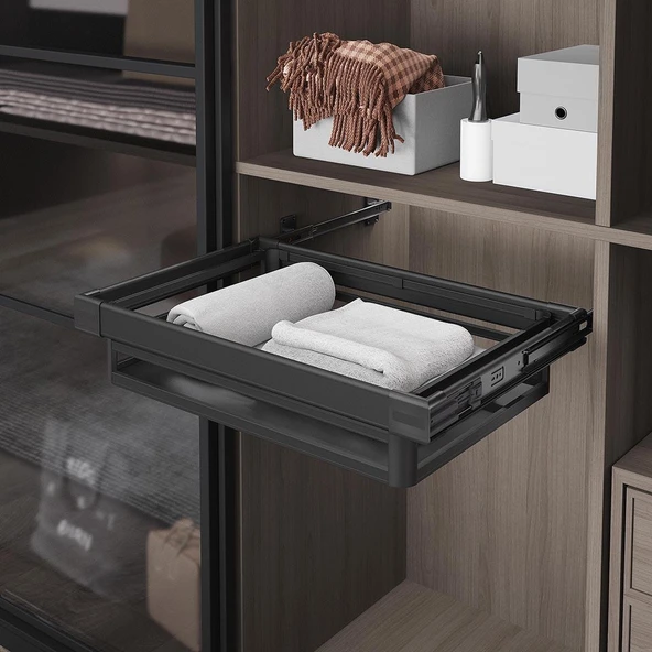 Antrasit Yan Bağlantılı Frenli Teleskopik Raylı Alüminyum Çekmece S6221-6228 ürün görseli