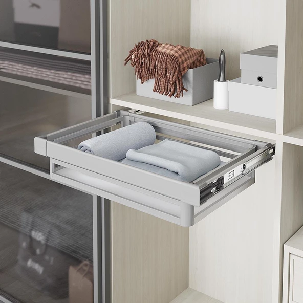 Antrasit Yan Bağlantılı Frenli Teleskopik Raylı Alüminyum Çekmece S6221-6228 - Resim 4