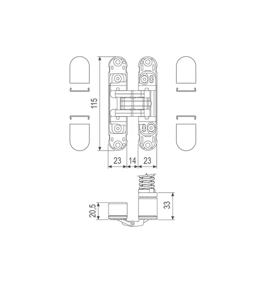 AGB Yaylı Gizli Ayarlı Gömme Kapı Menteşesi ECLIPSE 3.2 HD Self Mat Krom - Resim 4