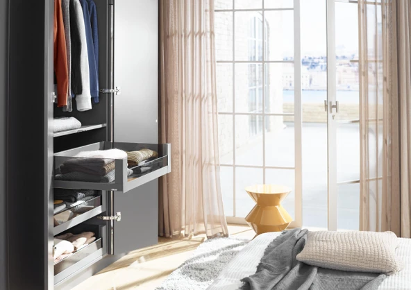 Blum İç Kiler Çekmecesi Legrabox Free C Yüksek Camlı Yanak Önü Camlı 45 cm. Frenli Blumotion Orion Gri Antrasit - Resim 2