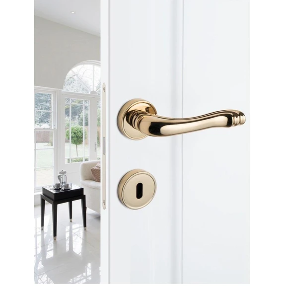 Victoria Rozetli Kapı Kolu Parlak Altın - Wc - Resim 2