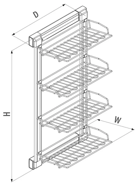 Antrasit Gizli Blum Tandem Raylı Frenli 4 Raflı Ayakkabılık Seti S6741-6742 - Resim 5