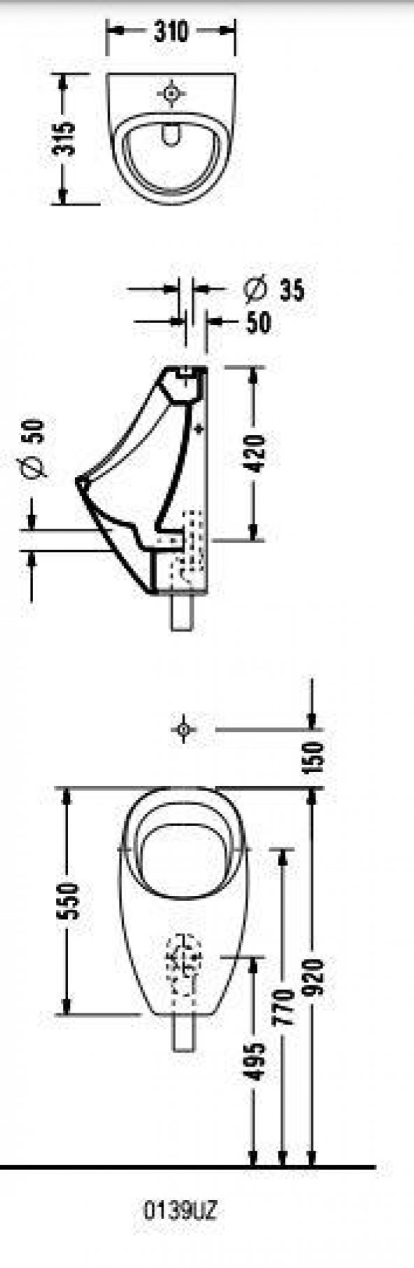 Serel Tek Parça Pisuvar 0139UZS110H - 2