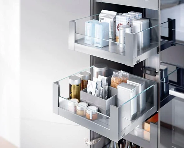 Blum İç Kiler Çekmecesi Legrabox Free C Yüksek Camlı Yanak Önü Camlı 45 cm. Frenli Blumotion Orion Gri Antrasit - Resim 4