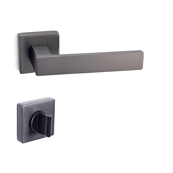 Fosil Rozetli Kapı Kolu Antrasit Füme - Wc ürün görseli 1