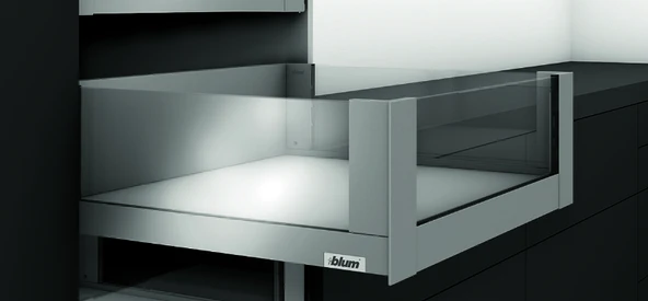 Blum İç Kiler Çekmecesi Legrabox Free C Yüksek Camlı Yanak Önü Camlı 50 cm. Frenli Blumotion Orion Gri Antrasit - Resim 4