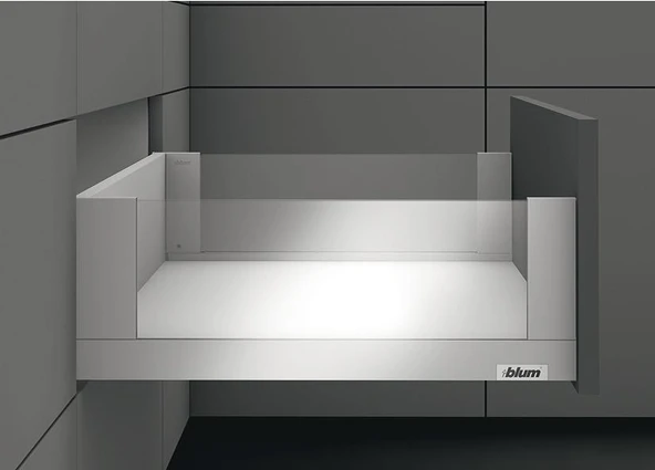 Blum Legrabox Free C Yüksek Camlı Yanaklı 40 cm. Frenli Blumotion Orion Gri Antrasit Çekmece Rayı - 3