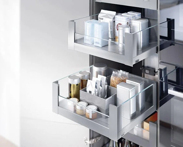 Blum İç Kiler Çekmecesi Legrabox Free C Yüksek Camlı Yanak Önü Camlı 40 cm. Frenli Blumotion Orion Gri Antrasit - 4