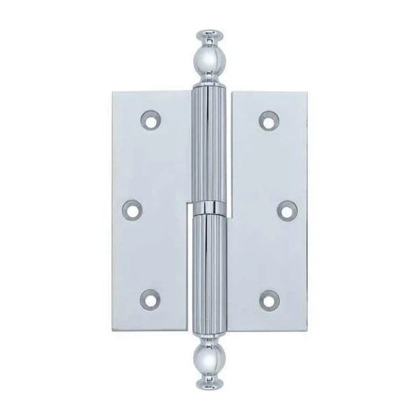 10 cm. Pirinç Okka Pomel Düz Kapı Menteşesi Parlak Krom Sol ürün görseli