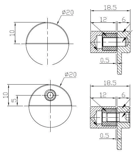 Paslanmaz Uv Pivot Cam Menteşesi 20 Mm - Resim 3