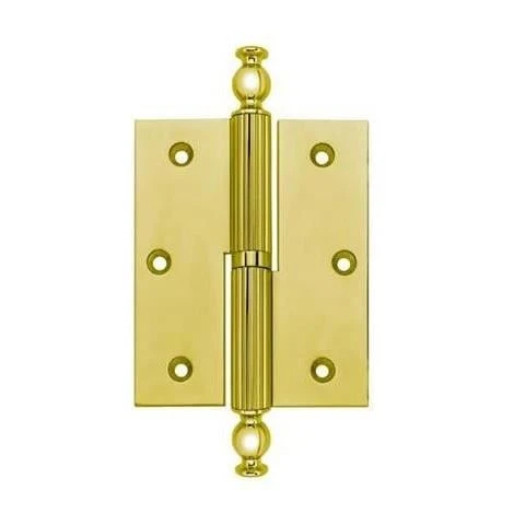 10 cm. Parlak Altın Pirinç Okka Pomel Düz Kapı Menteşesi Sağ ürün görseli