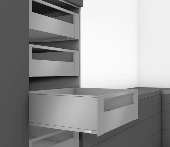 Blum İç Kiler Çekmecesi Legrabox Pure C Yüksek Yanak Önü Camlı 45 Cm. Frenli Blumotion Orion Gri Antrasit - Resim 6