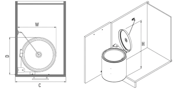 Dolap İçi Çöp Kovası 11 Litre Otomatik S2251 - 3