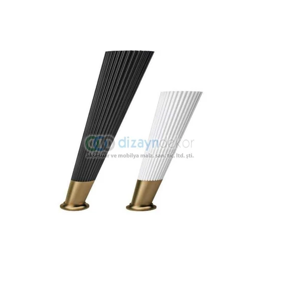 Konik Açılı Çizgili Koltuk Kanepe Ve Dolap Ayağı Mat Siyah-altın 23 Cm