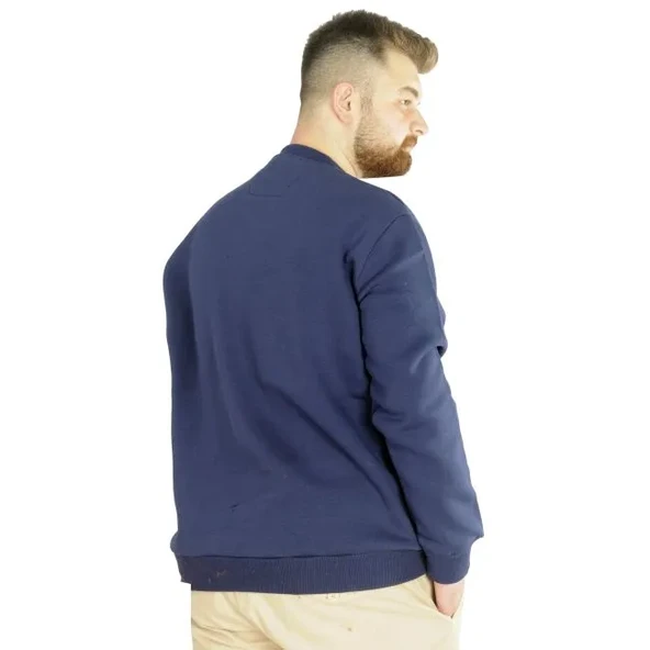 Büyük Beden Erkek Sweat Bis Yaka 20131 İndigo - Resim 4