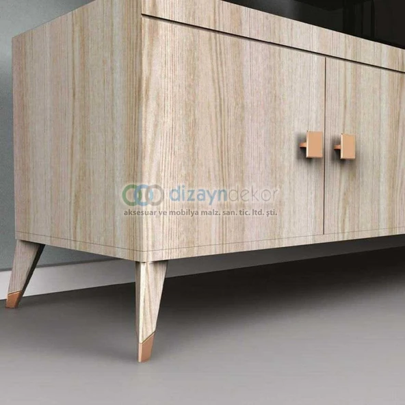 Üçgen Açılı Dolap Ayağı Mat Siyah Mat Altın 20 Cm - 2