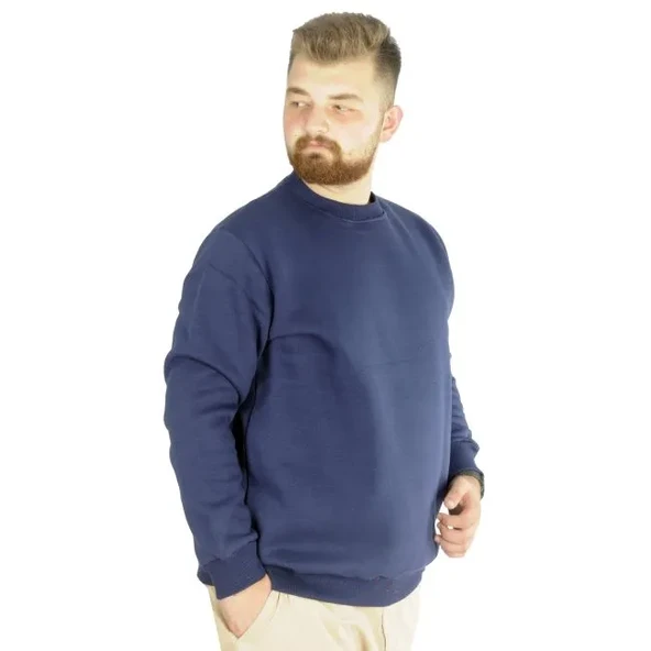 Büyük Beden Erkek Sweat Bis Yaka 20131 İndigo - Resim 3
