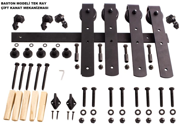 Ahır Kapı Çift Kanat Design 100s Sürgü Kayar Kapı Sistemi ürün görseli 1