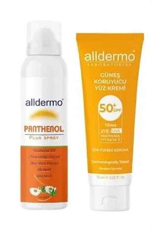 Alldermo SPF50 Güneş Koruyucu Krem 75 ml & Panthenol Plus Sprey 150 ml ürün görseli 1