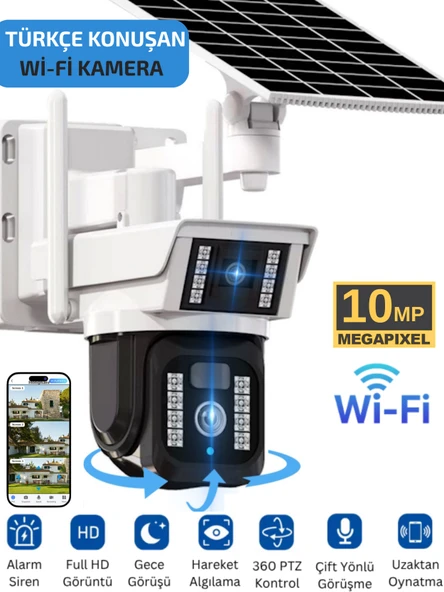 RX33 WİFİ Solar Güvenlik Kamerası Türkçe Hareketli Gece Görüşlü Güneş Enerjili Panelli Akıllı Kamera