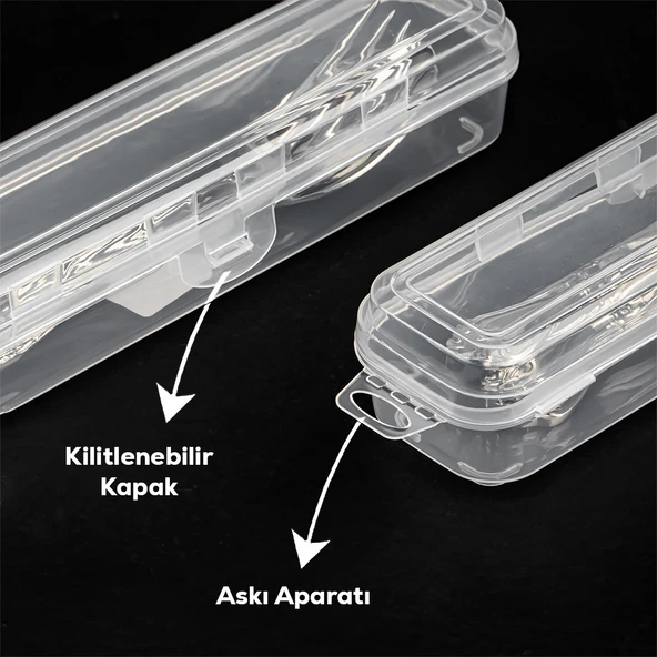 Porsima ORG-184 4lü Makyaj Fırçası Kalemlik Diş Fırçası Kabı Çatal Kaşık Bıçak Saklama Kutusu Kabı Seti - 3