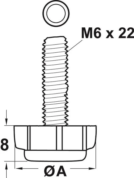 Sabit Baza Bingo Ayar Vidası M6 X 22 Mm - 2