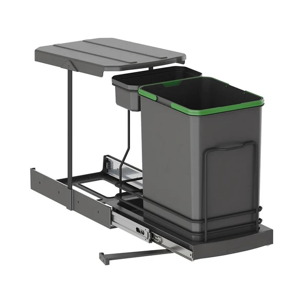 Teleskopik Raylı Plastik Gövde Çöp Kovası 16+1 Lt S2391