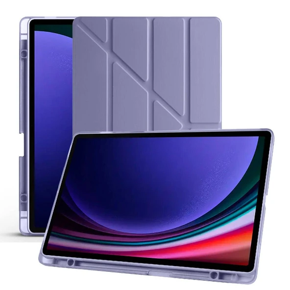 Samsung Galaxy Tab S7 Plus T970 12.4 İnç Katlanabilir Kalemlikli Standlı Akıllı Kılıf  Lavanta - 5