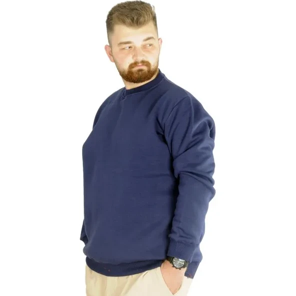 Büyük Beden Erkek Sweat Bis Yaka 20131 İndigo - Resim 2