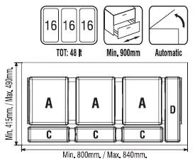 Çekmece İçi Çöp Kovası & Deterjanlık 90 Cm. Modül - 2