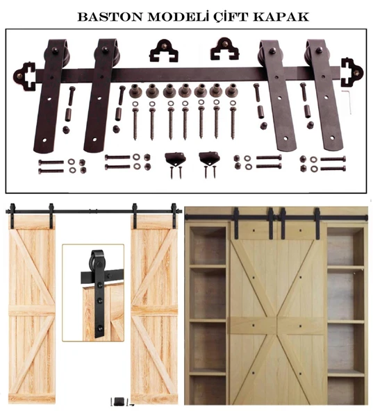 Ahır Kapı Çift Kanat Design 100s Sürgü Kayar Kapı Sistemi - Resim 2