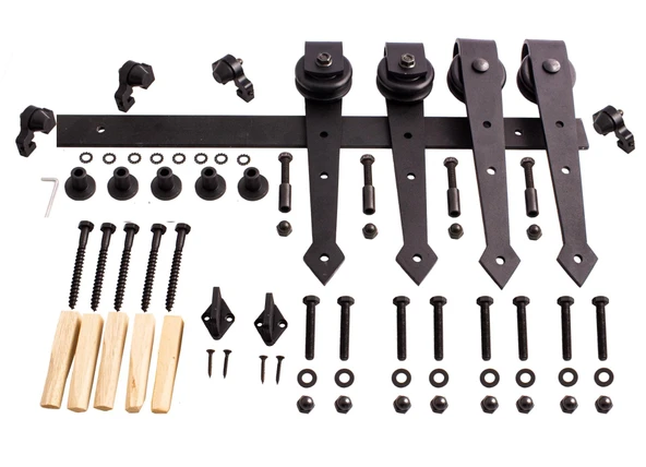 Ahır Kapı Çift Kanat Ferforje Mat Siyah Sürgü Kayar Kapı Sistemi ürün görseli 1