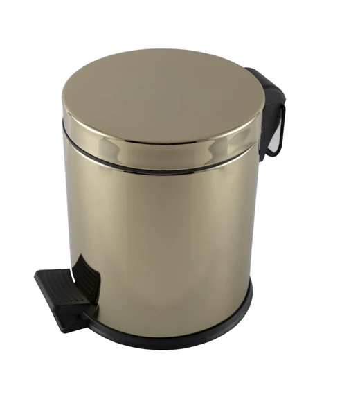 Parlak Altın Sarı Kaplama 5 Lt Pedallı Çöp Kovası