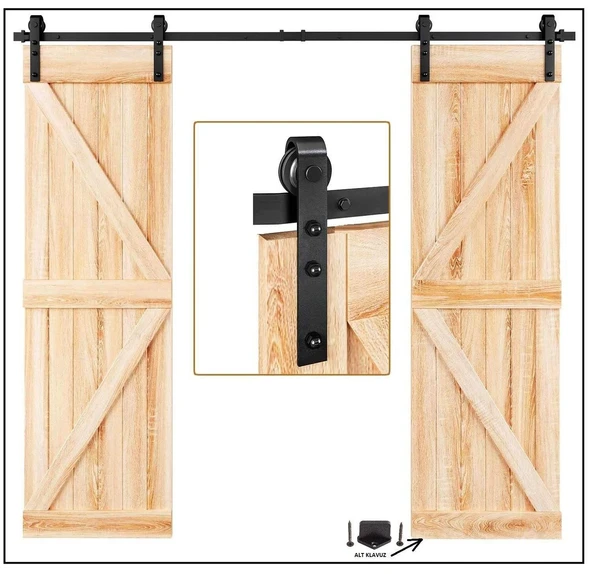 Ahır Kapı Çift Kanat Design 100s Sürgü Kayar Kapı Sistemi - Resim 3