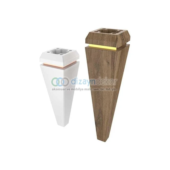 Kare Konik Mobilya Dolap Ayağı Mat Siyah Altın 23 Cm - 2