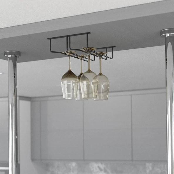 Kadeh Bardak Askısı 4 Bölmeli Krom-antrasit - 2