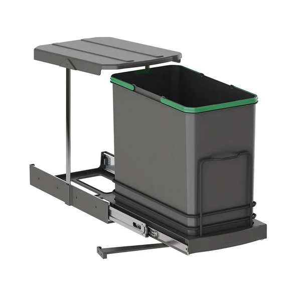 Teleskopik Raylı Plastik Gövde Çöp Kovası 24 Lt S2571