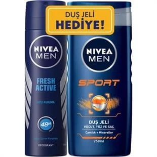 Nivea Deo Sprey Fresh Active For Men 150 ml + Duş Jeli 250 ml ürün görseli