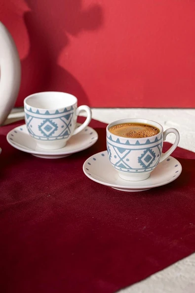 Emsan Ethnic Azur New Bone 2 Kişilik Kahve Fincan Takımı 90 ml Mavi ürün görseli