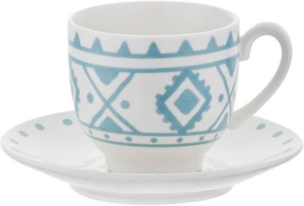 Emsan Ethnic Azur New Bone 2 Kişilik Kahve Fincan Takımı 90 ml Mavi - Resim 2