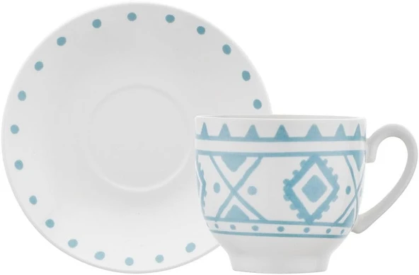Emsan Ethnic Azur New Bone 2 Kişilik Kahve Fincan Takımı 90 ml Mavi - Resim 3