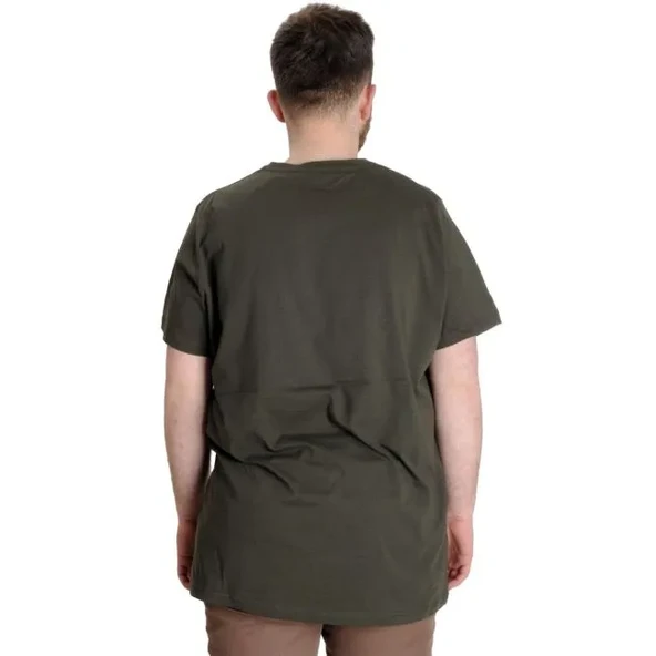 Büyük Beden Erkek Tshirt Bisiklet Yaka Basic 20031 Haki - Resim 4