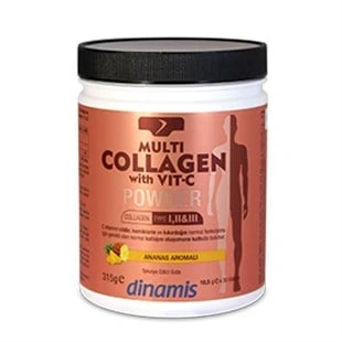 Dinamis Multi Collagen with Vit C Toz Ananas Aromalı 315 gr ürün görseli